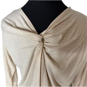 VERVE LEVELWEAR New Hannah Back Pleat Knot Sand Peach Metallic Stripes Medium